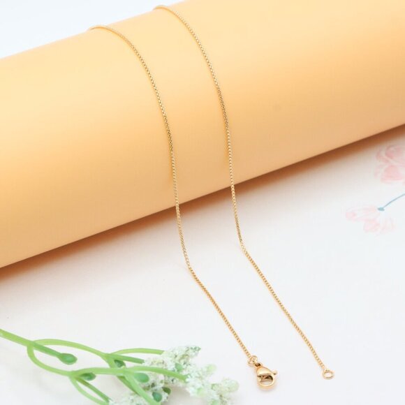 Elegant Rose Gold Plated Brass Necklace Box Chain Design, XPNL0279 - Picture 11 of 12